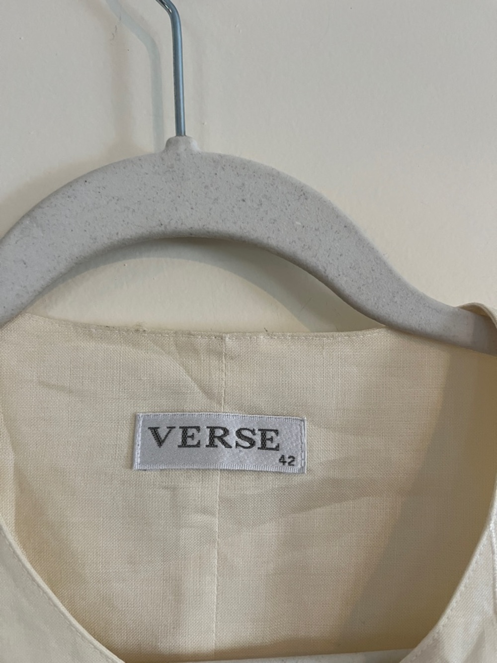 Verse Linen Vest Waistcoast Button Down Top Embroidered Cream Floral Lagenlook - Picture 3 of 5